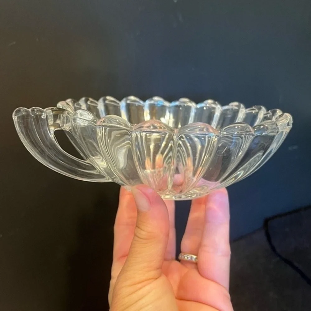 Vintage Manganese UV Reactive Glass Single Handle Bowl Dish